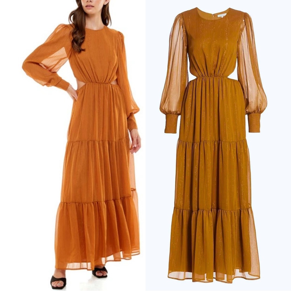 WAYF Gina Tiered Cut Out Maxi Dress